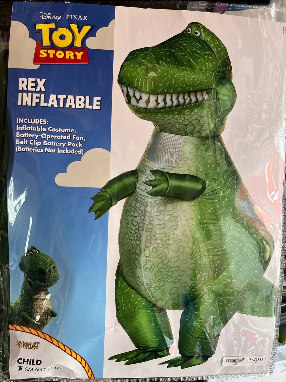 Disney Pixar Toy Story Rex Inflatable Child Costume 4 -10